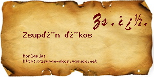 Zsupán Ákos névjegykártya
